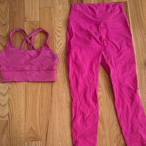 LULULEMON Sonic Pink Sports Bra and Leggings Set